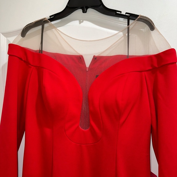 Brand new red dress with sheer mesh in a size 16 from Xscape. - Picture 2 of 5